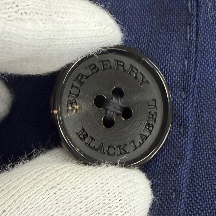 極美品□BURBERRY BLACK LABEL バーバリーブラックレーベル ストライプ柄 シングルスーツ ネイビー JK40R/PT42R 日本製 正規品 メンズ