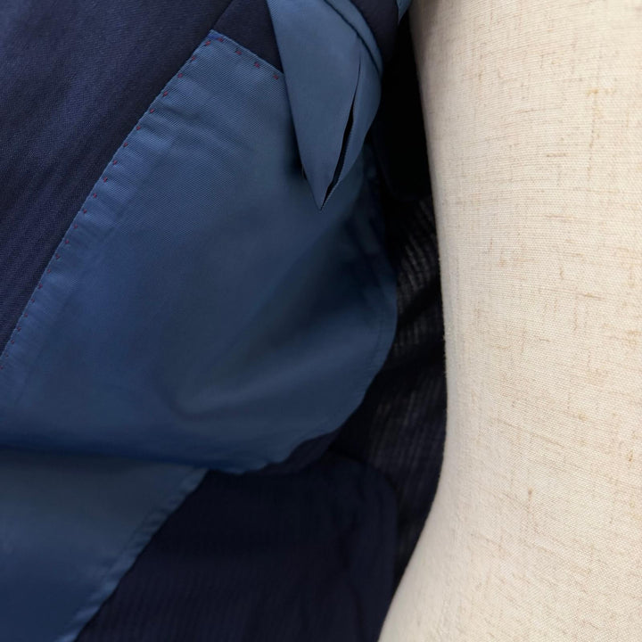 極美品□BURBERRY BLACK LABEL バーバリーブラックレーベル ストライプ柄 シングルスーツ ネイビー JK40R/PT42R 日本製 正規品 メンズ