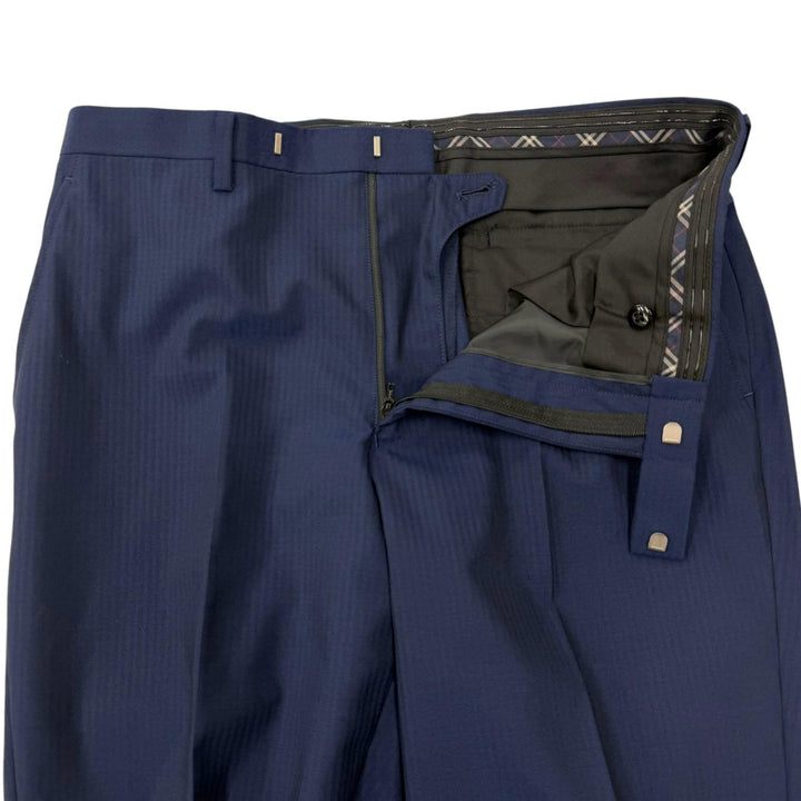 極美品□BURBERRY BLACK LABEL バーバリーブラックレーベル ストライプ柄 シングルスーツ ネイビー JK40R/PT42R 日本製 正規品 メンズ
