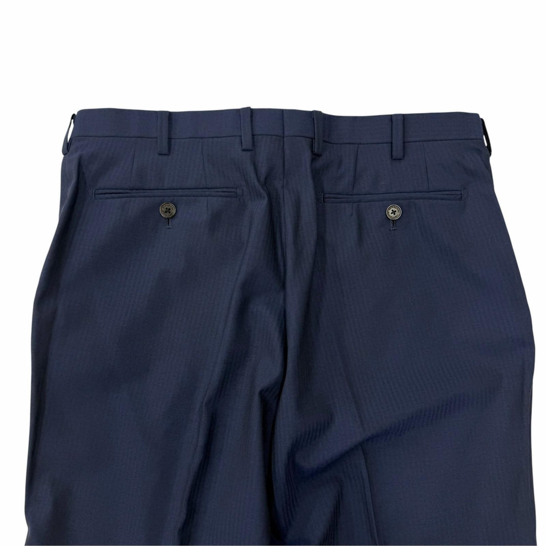 極美品□BURBERRY BLACK LABEL バーバリーブラックレーベル ストライプ柄 シングルスーツ ネイビー JK40R/PT42R 日本製 正規品 メンズ