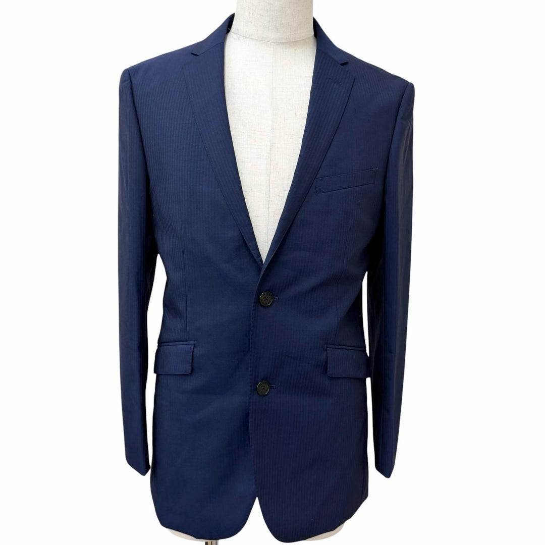 極美品□BURBERRY BLACK LABEL バーバリーブラックレーベル ストライプ柄 シングルスーツ ネイビー JK40R/PT42R 日本製 正規品 メンズ