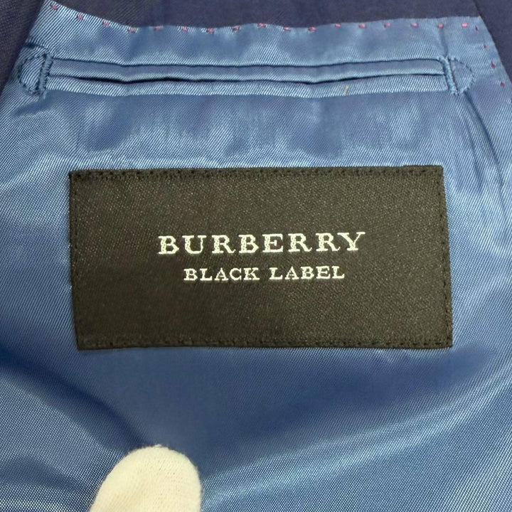 極美品□BURBERRY BLACK LABEL バーバリーブラックレーベル ストライプ柄 シングルスーツ ネイビー JK40R/PT42R 日本製 正規品 メンズ