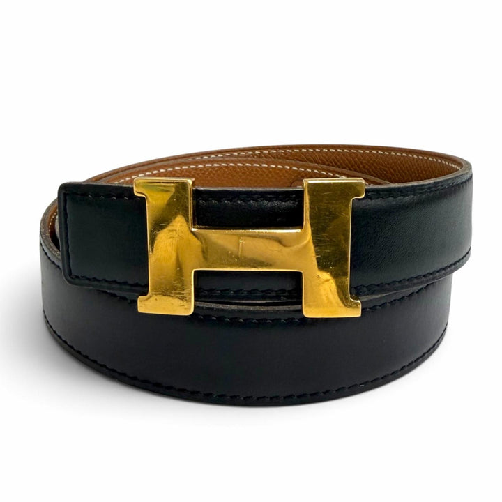 良品△HERMES エルメス ヴィンテージ 1999年製 ゴールド金具 マルジェラ期 コンスタンス リバーシブル レザー ベルト 75 □C刻印 仏製