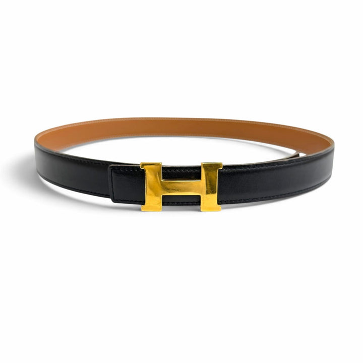 良品△HERMES エルメス ヴィンテージ 1999年製 ゴールド金具 マルジェラ期 コンスタンス リバーシブル レザー ベルト 75 □C刻印 仏製