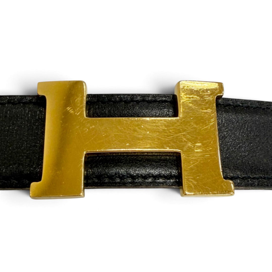 良品△HERMES エルメス ヴィンテージ 1999年製 ゴールド金具 マルジェラ期 コンスタンス リバーシブル レザー ベルト 75 □C刻印 仏製