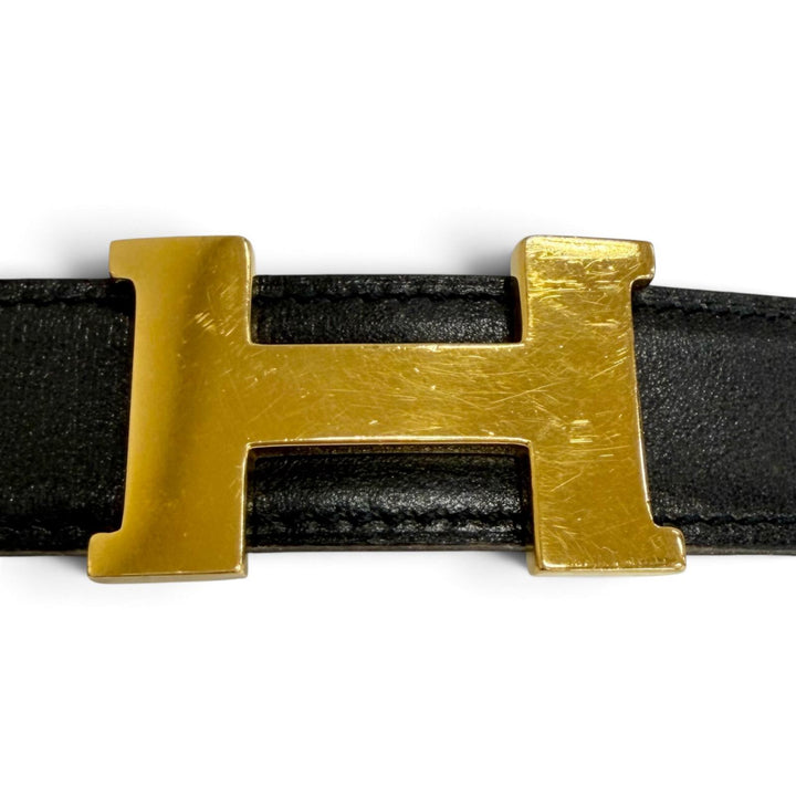 良品△HERMES エルメス ヴィンテージ 1999年製 ゴールド金具 マルジェラ期 コンスタンス リバーシブル レザー ベルト 75 □C刻印 仏製