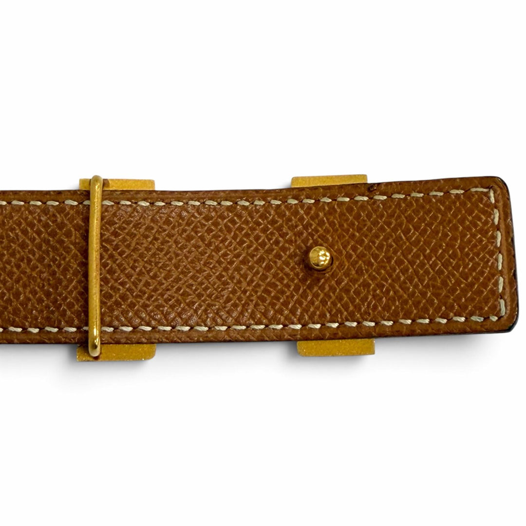 良品△HERMES エルメス ヴィンテージ 1999年製 ゴールド金具 マルジェラ期 コンスタンス リバーシブル レザー ベルト 75 □C刻印 仏製