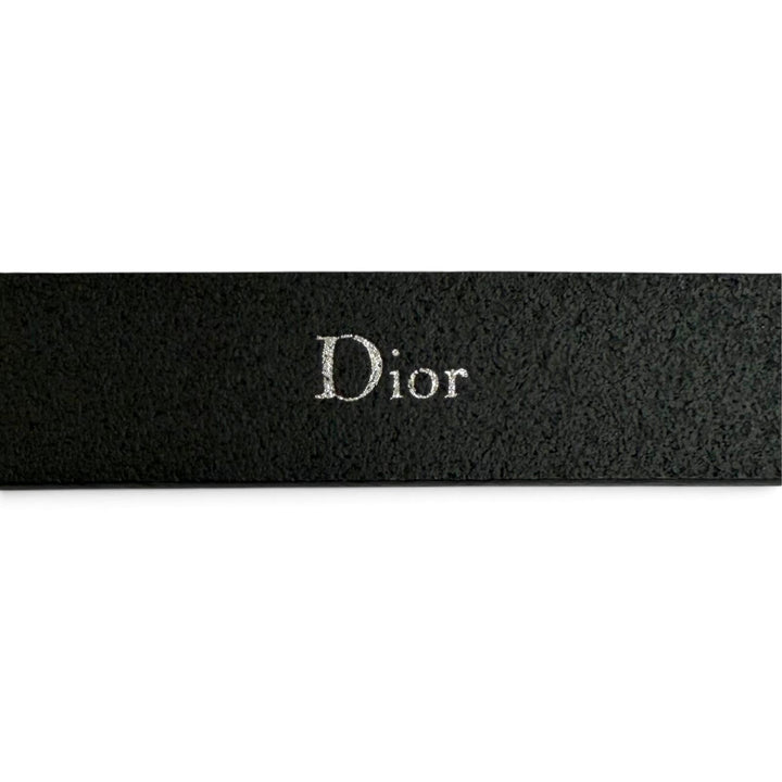 極美品△Christian Dior クリスチャンディオール 4254PLXXYH03E アトリエ ロゴ レザー ベルト ブラック シルバー金具 90 伊製 レディース