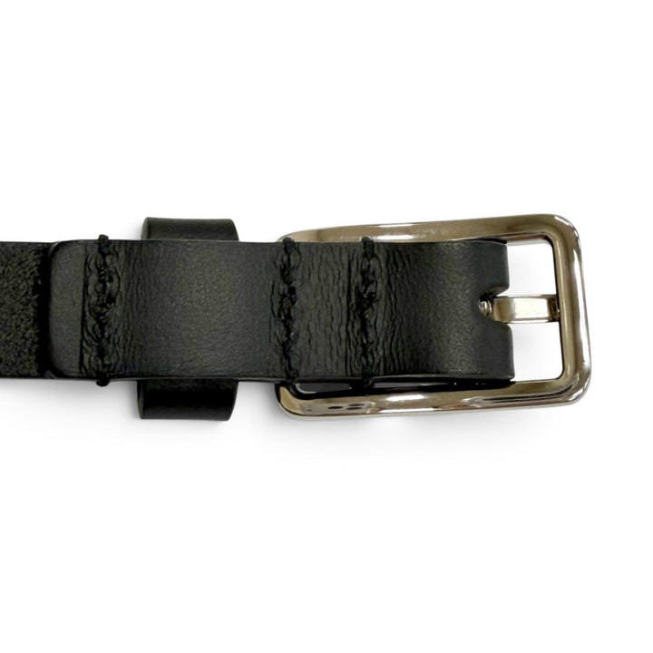 極美品△Christian Dior クリスチャンディオール 4254PLXXYH03E アトリエ ロゴ レザー ベルト ブラック シルバー金具 90 伊製 レディース
