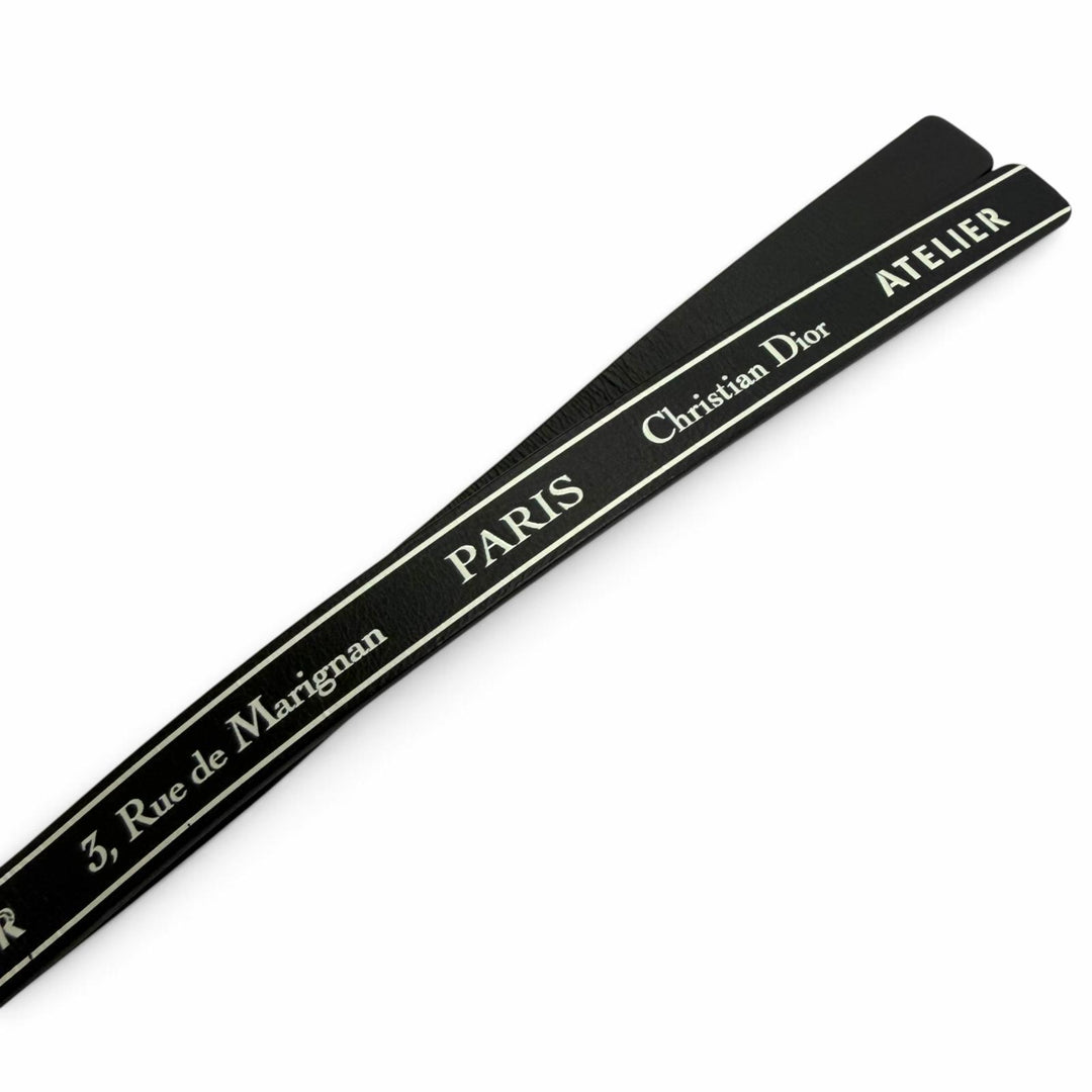 極美品△Christian Dior クリスチャンディオール 4254PLXXYH03E アトリエ ロゴ レザー ベルト ブラック シルバー金具 90 伊製 レディース