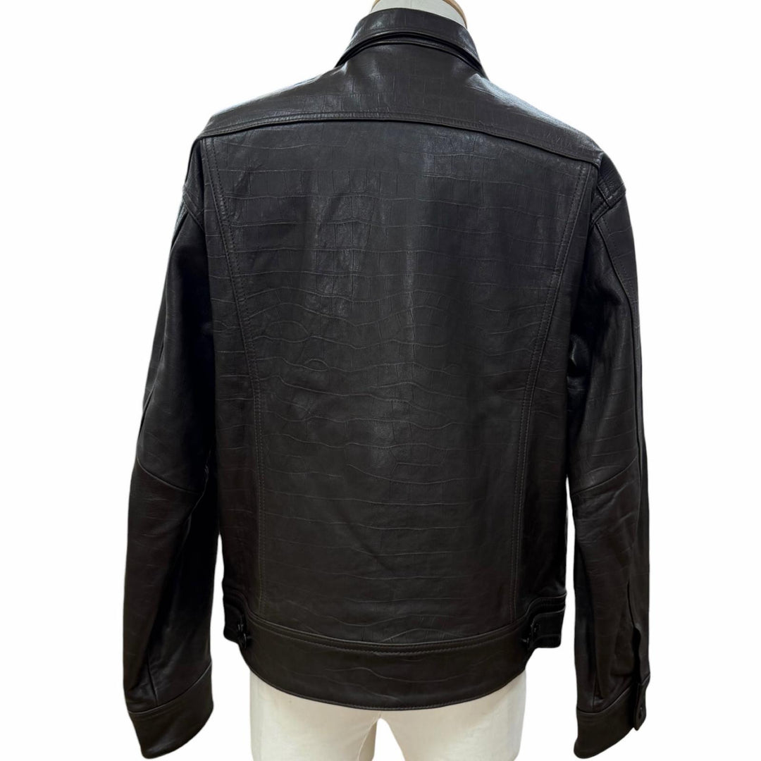 未使用品▼The DUFFER N NEPHEWS ザ ダファーアンドネフューズ 羊革 クロコ型押し ブルゾン ラムレザージャケット L 正規品 定価121000円