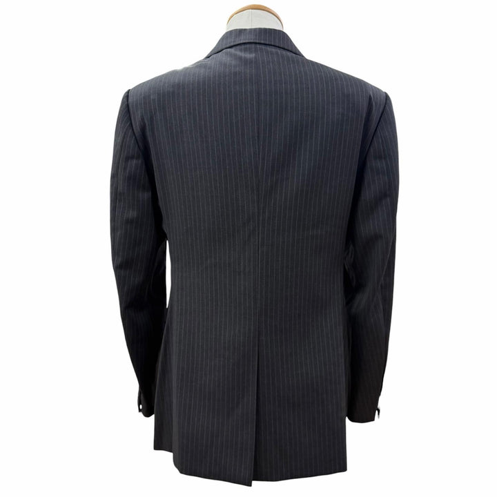 未使用品▼ARMANI COLLEZIONI アルマーニコレッツォーニ ウール ストライプ シングルスーツ セットアップ ダークグレー 46 正規品 メンズ