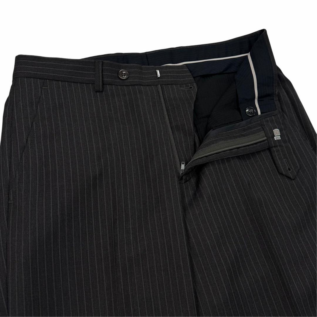 未使用品▼ARMANI COLLEZIONI アルマーニコレッツォーニ ウール ストライプ シングルスーツ セットアップ ダークグレー 46 正規品 メンズ