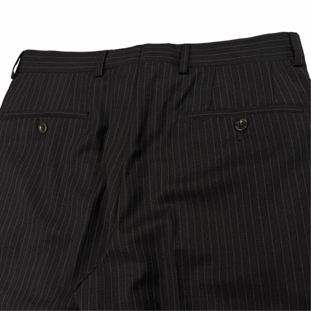 未使用品▼ARMANI COLLEZIONI アルマーニコレッツォーニ ウール ストライプ シングルスーツ セットアップ ダークグレー 46 正規品 メンズ