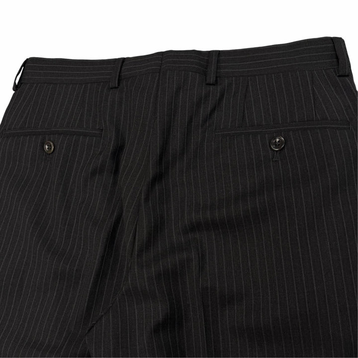 未使用品▼ARMANI COLLEZIONI アルマーニコレッツォーニ ウール ストライプ シングルスーツ セットアップ ダークグレー 46 正規品 メンズ