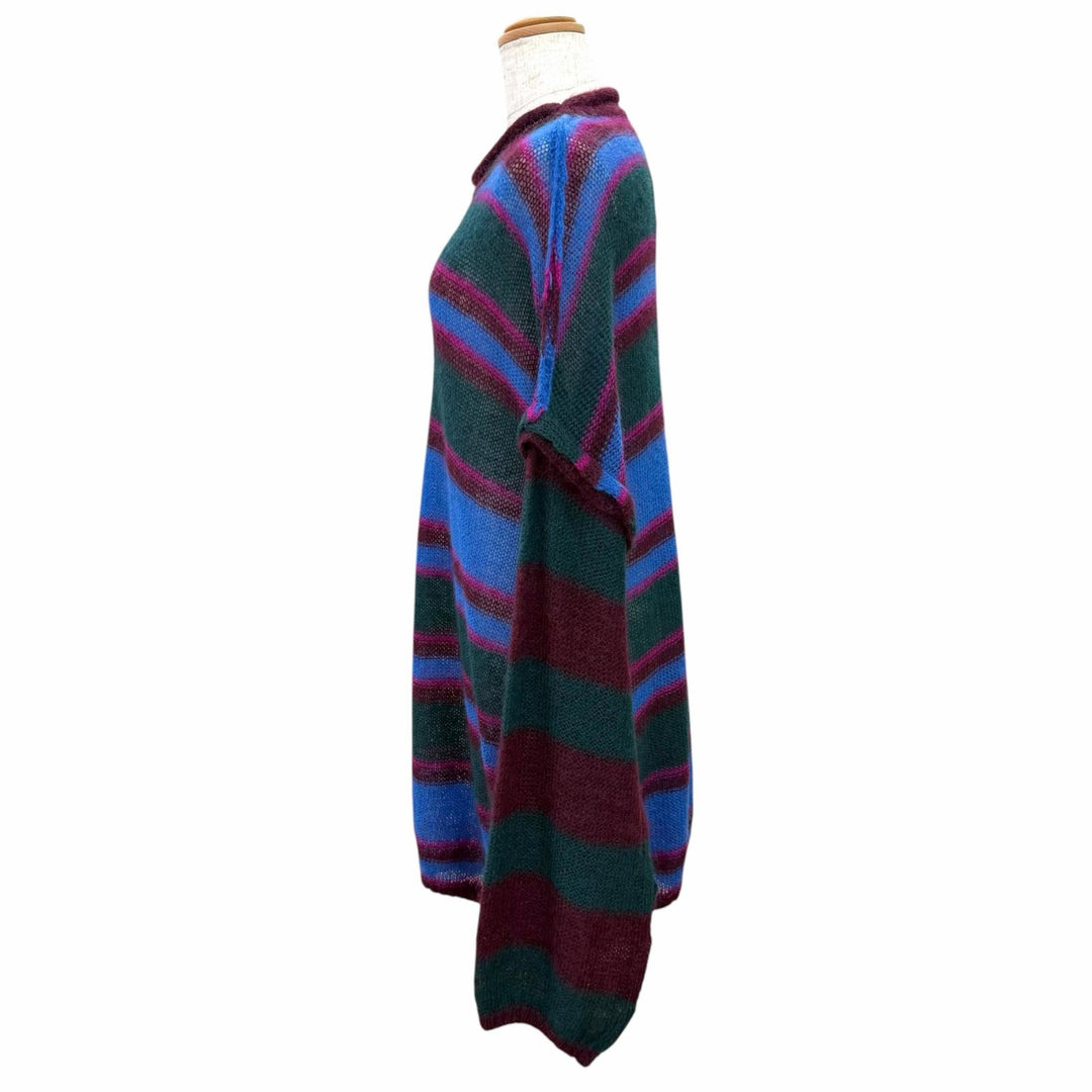 未使用△BASE MARK ベースマーク 23BF17 Mohair Pullover ボーダーデザイン オーバーサイズ 長袖 モヘア ニット セーター マルチカラー M