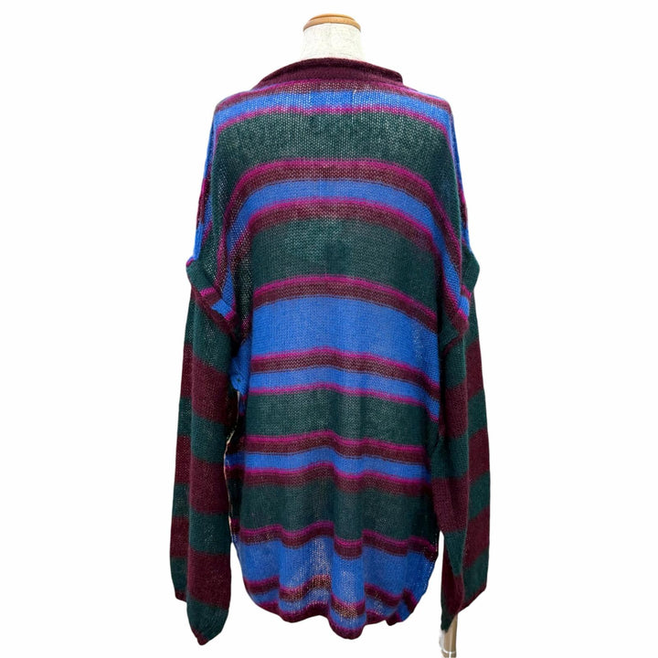 未使用△BASE MARK ベースマーク 23BF17 Mohair Pullover ボーダーデザイン オーバーサイズ 長袖 モヘア ニット セーター マルチカラー M