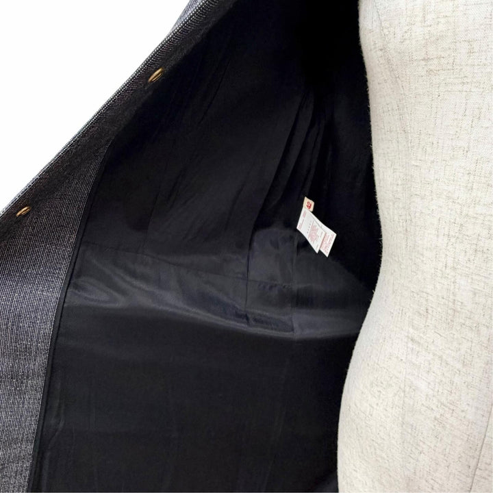 極美品△MARNI マルニ CPMA26U00 TW585 ウール100％ スナップボタン ノーカラー ツイード ロング コート ダークグレー系 42 レディース