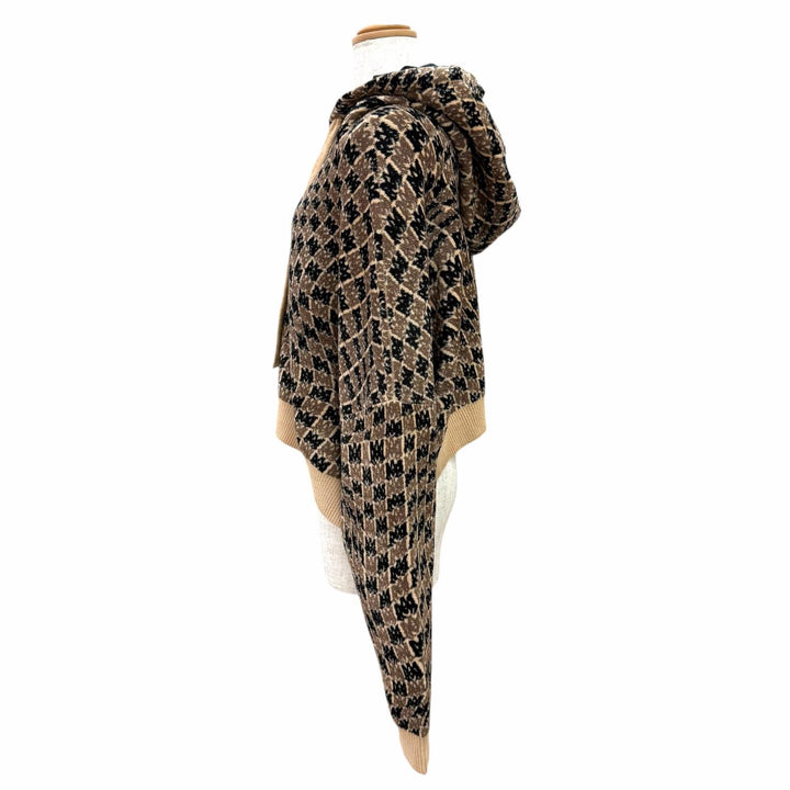極美品△AMIRI アミリ AMロゴ モノグラム 総柄 クロップド フーディ ニット パーカー ブラウン系 IT 38 イタリア製 レディース