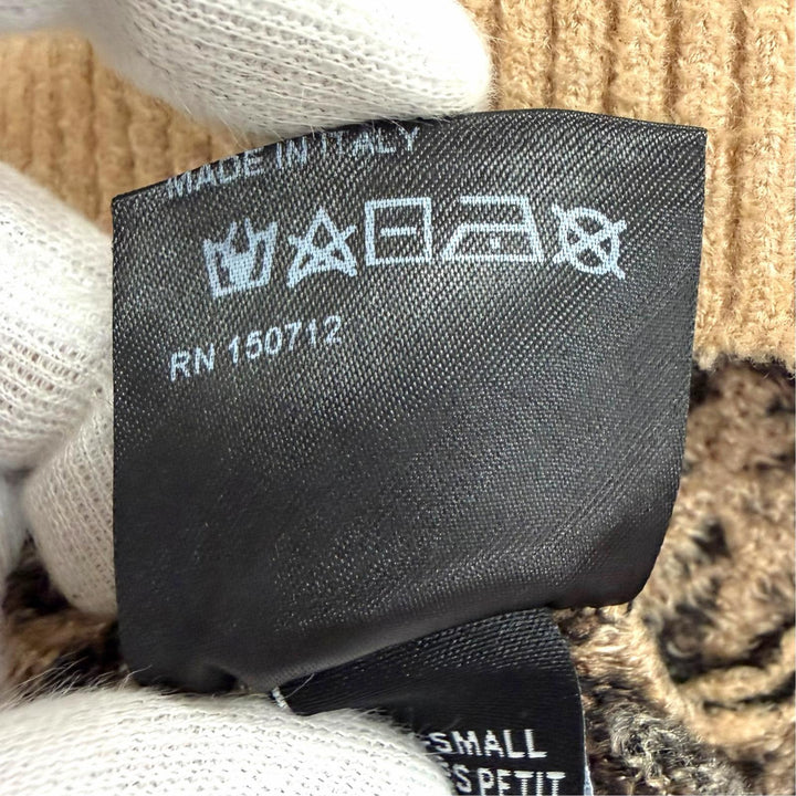 極美品△AMIRI アミリ AMロゴ モノグラム 総柄 クロップド フーディ ニット パーカー ブラウン系 IT 38 イタリア製 レディース