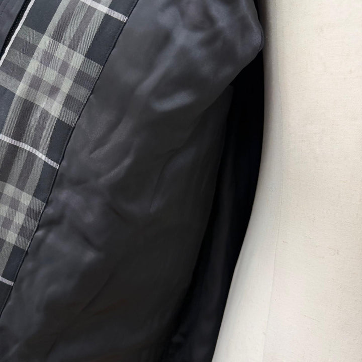極美品▼BURBERRY LONDON バーバリーロンドン シルク混 キルティング中綿入りライナー付き 比翼仕立て ステンカラーコート 黒 L 正規品