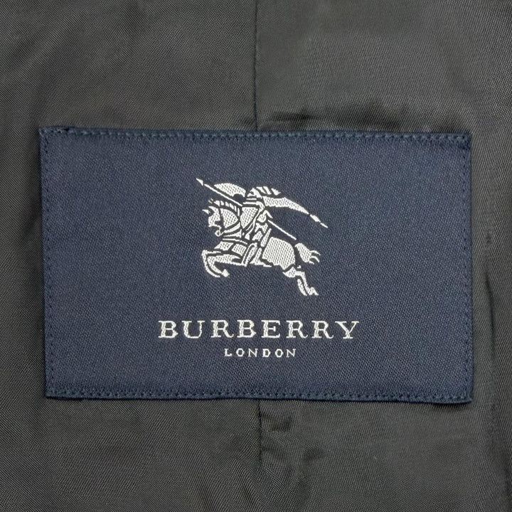 極美品▼BURBERRY LONDON バーバリーロンドン シルク混 キルティング中綿入りライナー付き 比翼仕立て ステンカラーコート 黒 L 正規品