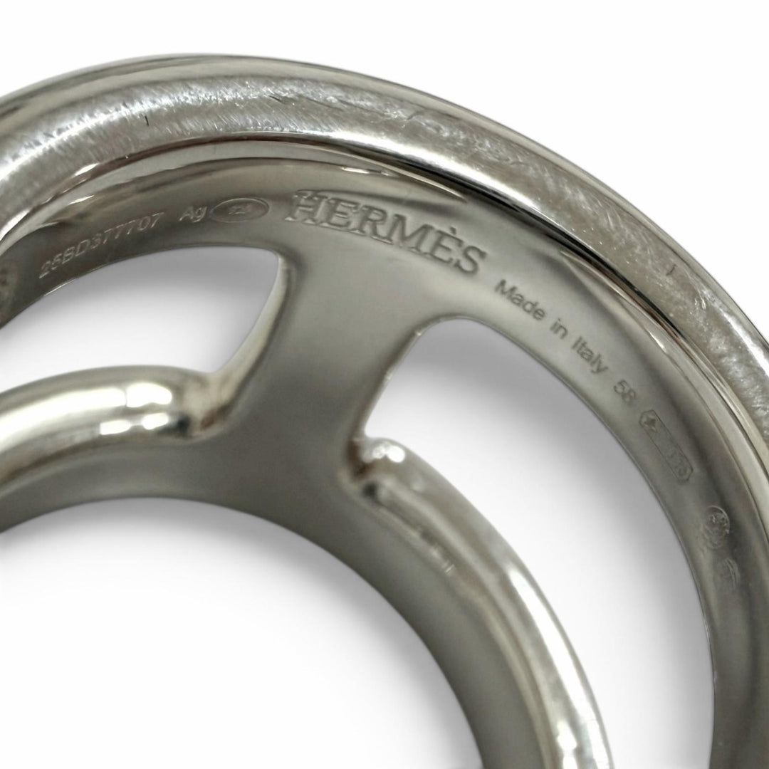 未使用品□HERMES エルメス オスモズ GM AG925 リング 指輪 アクセサリー シルバー IT 58 (JP18号相当) イタリア製 重量17.7g メンズ