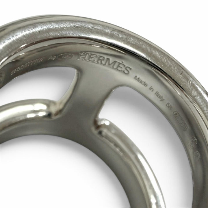 未使用品□HERMES エルメス オスモズ GM AG925 リング 指輪 アクセサリー シルバー IT 58 (JP18号相当) イタリア製 重量17.7g メンズ