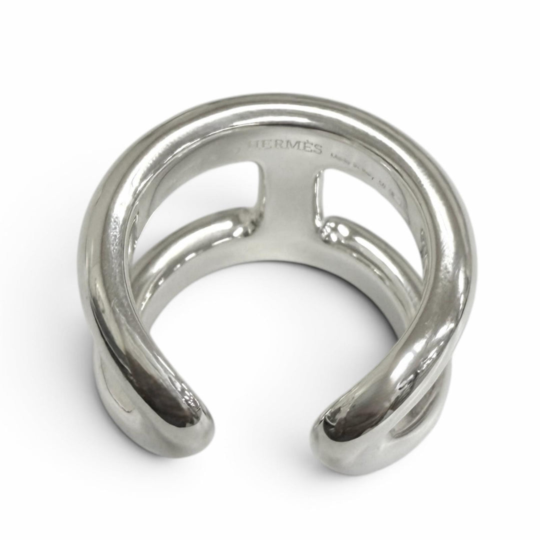 未使用品□HERMES エルメス オスモズ GM AG925 リング 指輪 アクセサリー シルバー IT 58 (JP18号相当) イタリア製 重量17.7g メンズ