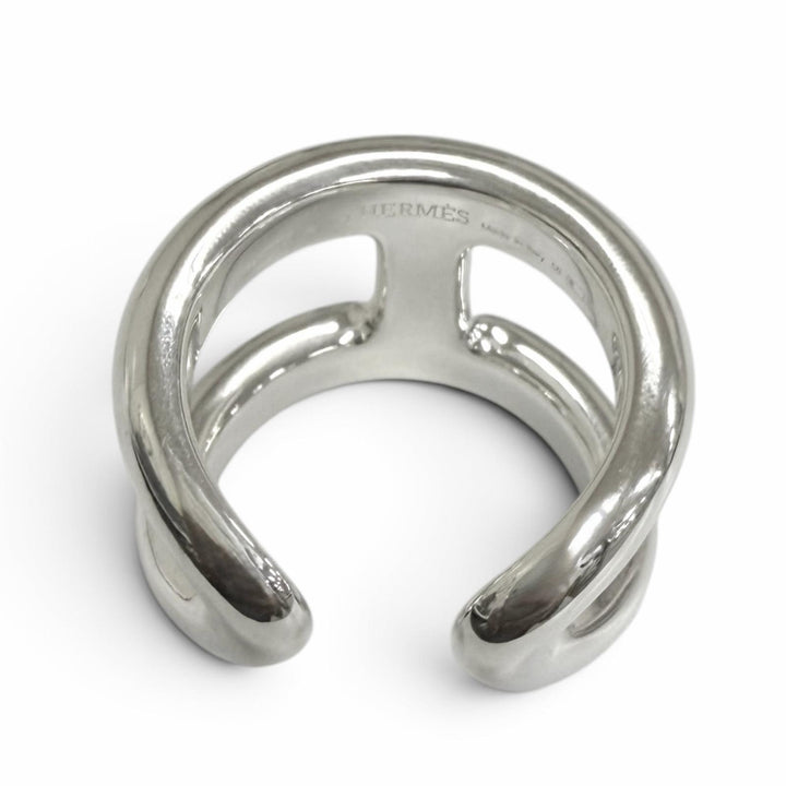 未使用品□HERMES エルメス オスモズ GM AG925 リング 指輪 アクセサリー シルバー IT 58 (JP18号相当) イタリア製 重量17.7g メンズ