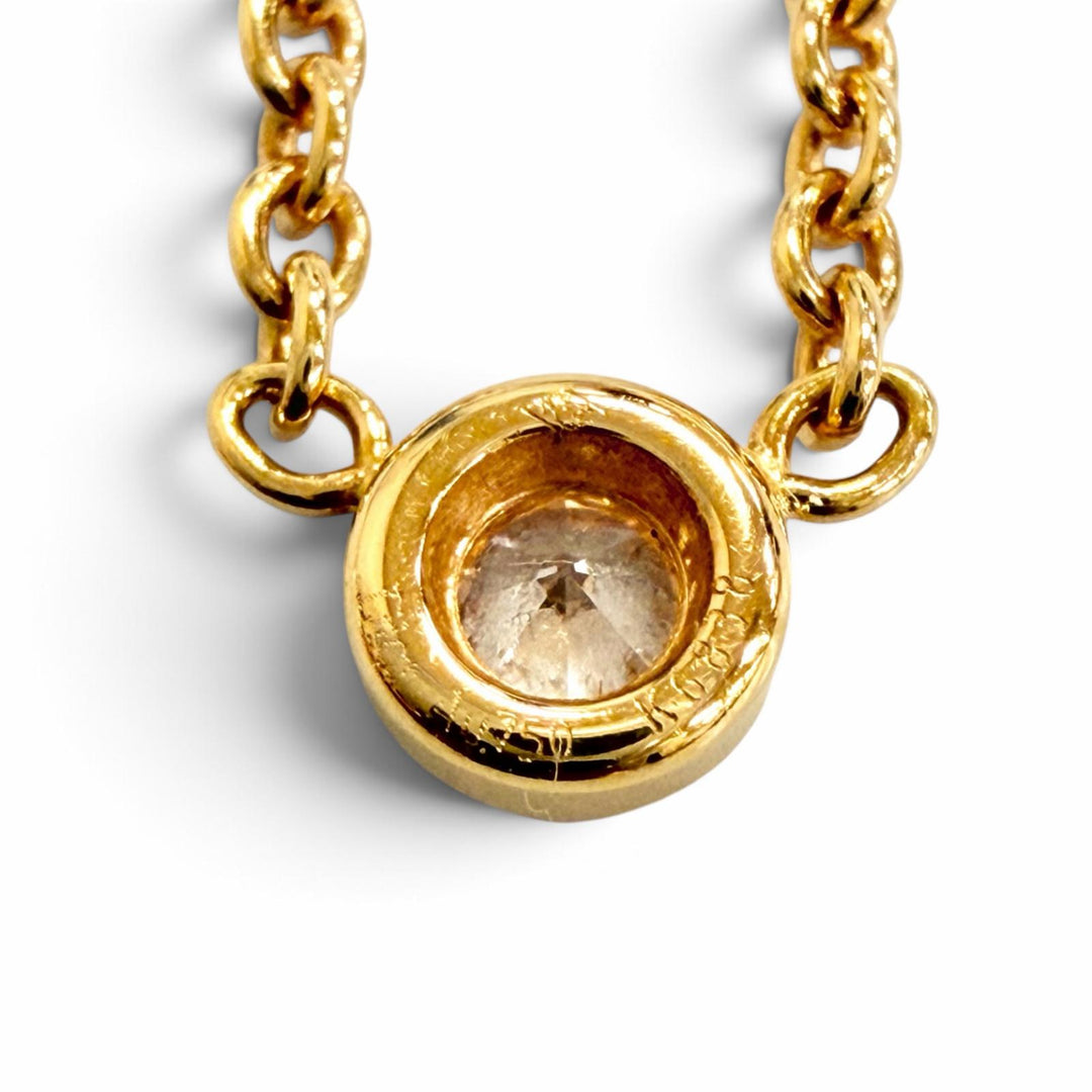 極美品△Christian Dior クリスチャンディオール MIM95001 ミミウィ 1Pダイヤモンド ネックレス アクセサリー 750(YG) K18 重量2.7g