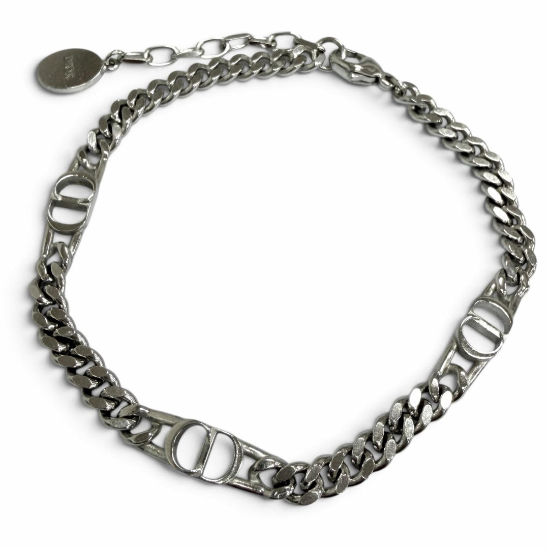美品□DIOR ディオール オム B2162HOMST AG925 CD Icon チェーン リンク ブレスレット アクセサリー シルバー 11.1g メンズ レディース