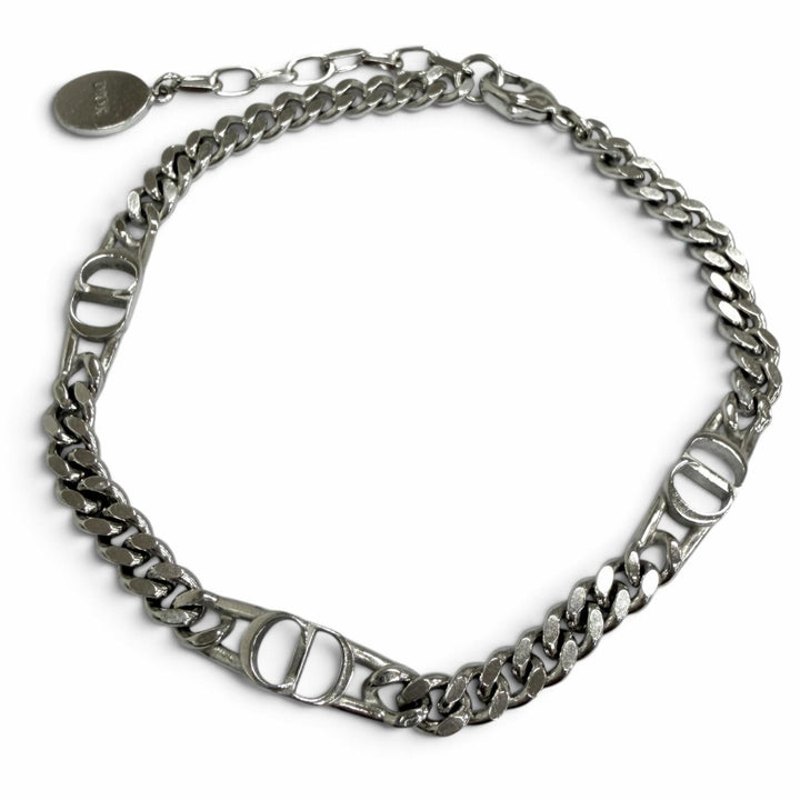 美品□DIOR ディオール オム B2162HOMST AG925 CD Icon チェーン リンク ブレスレット アクセサリー シルバー 11.1g メンズ レディース