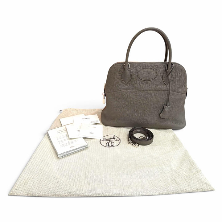 極美品△HERMES エルメス ボリード 31 トリヨンクレマンス エタン シルバー金具 ハンドバッグ Y刻 フランス製 レディース 箱・保存袋付き