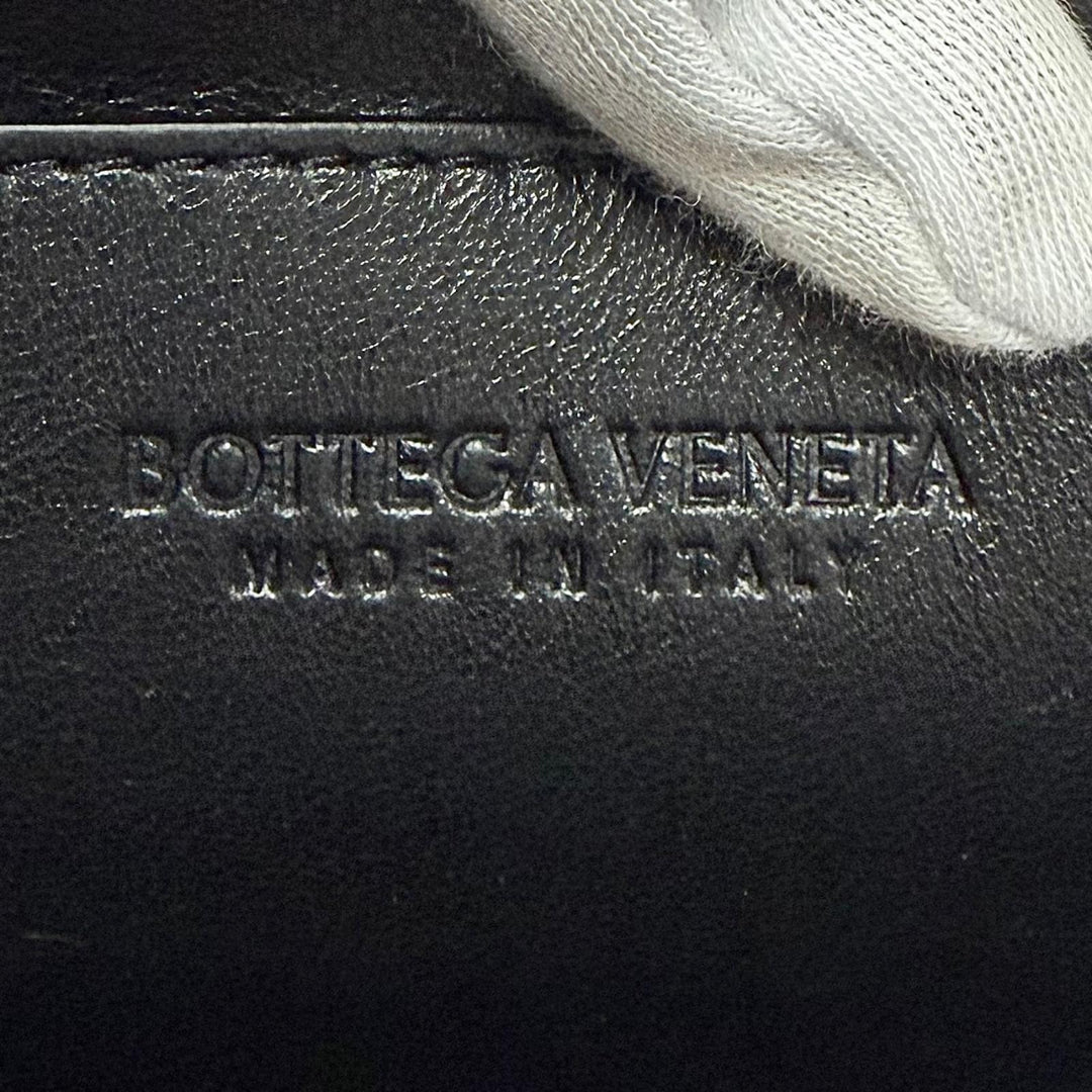 美品▼BOTTEGAVENETA ボッテガヴェネタ 629134 レザー マキシイントレチャート クラッチバッグ ブラック シルバー金具 伊製 保存袋付き