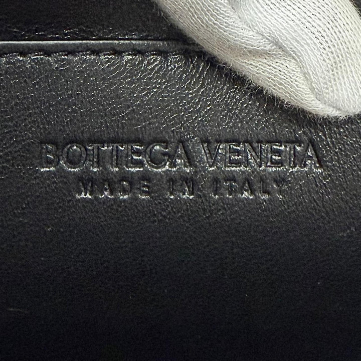美品▼BOTTEGAVENETA ボッテガヴェネタ 629134 レザー マキシイントレチャート クラッチバッグ ブラック シルバー金具 伊製 保存袋付き