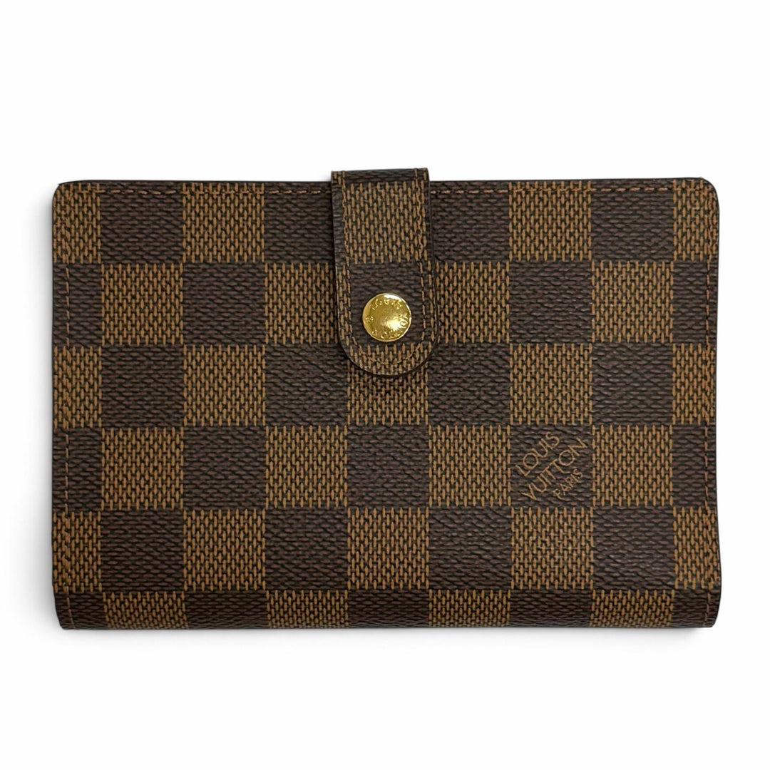 極美品△LOUIS VUITTON ルイヴィトン N61674 ダミエ ポルトフォイユ ヴィエノワ がま口財布 二つ折り財布 ブラウン 仏製 箱・保存袋付き