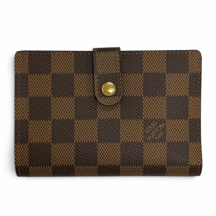 極美品△LOUIS VUITTON ルイヴィトン N61674 ダミエ ポルトフォイユ ヴィエノワ がま口財布 二つ折り財布 ブラウン 仏製 箱・保存袋付き