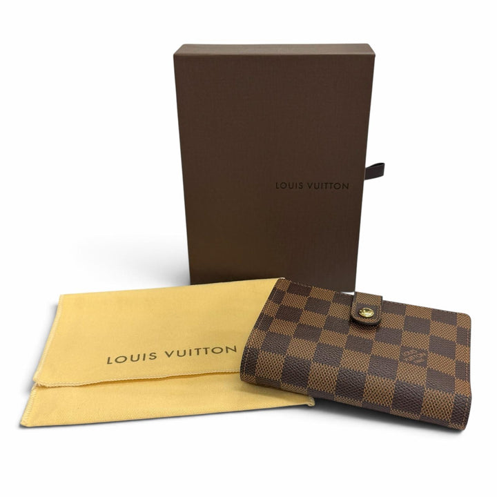 極美品△LOUIS VUITTON ルイヴィトン N61674 ダミエ ポルトフォイユ ヴィエノワ がま口財布 二つ折り財布 ブラウン 仏製 箱・保存袋付き