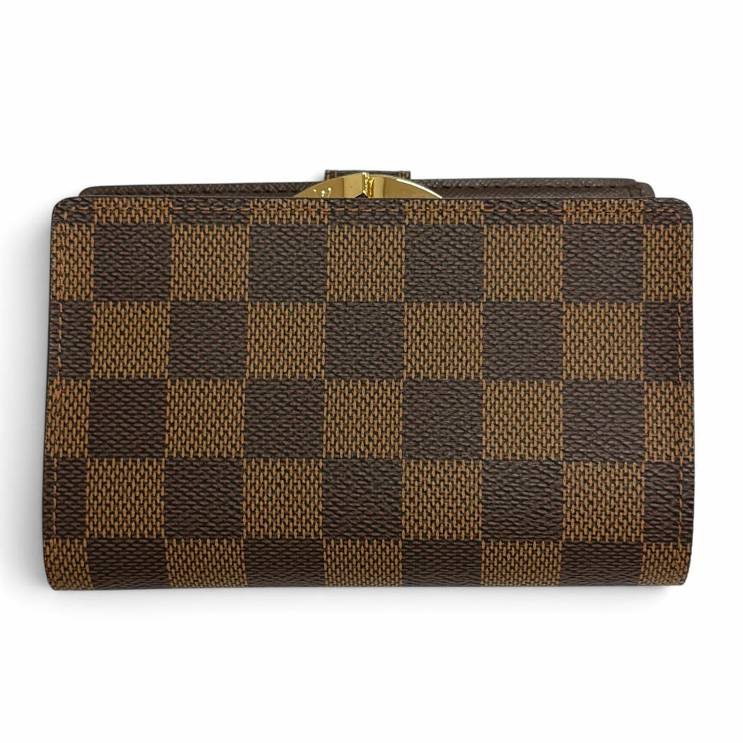 極美品△LOUIS VUITTON ルイヴィトン N61674 ダミエ ポルトフォイユ ヴィエノワ がま口財布 二つ折り財布 ブラウン 仏製 箱・保存袋付き