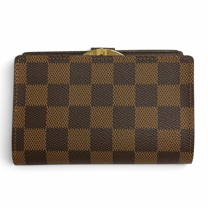 極美品△LOUIS VUITTON ルイヴィトン N61674 ダミエ ポルトフォイユ ヴィエノワ がま口財布 二つ折り財布 ブラウン 仏製 箱・保存袋付き