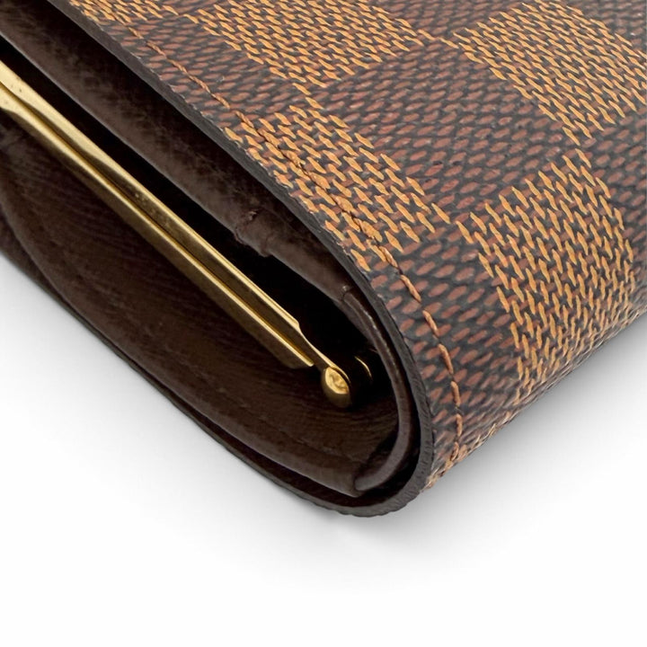 極美品△LOUIS VUITTON ルイヴィトン N61674 ダミエ ポルトフォイユ ヴィエノワ がま口財布 二つ折り財布 ブラウン 仏製 箱・保存袋付き