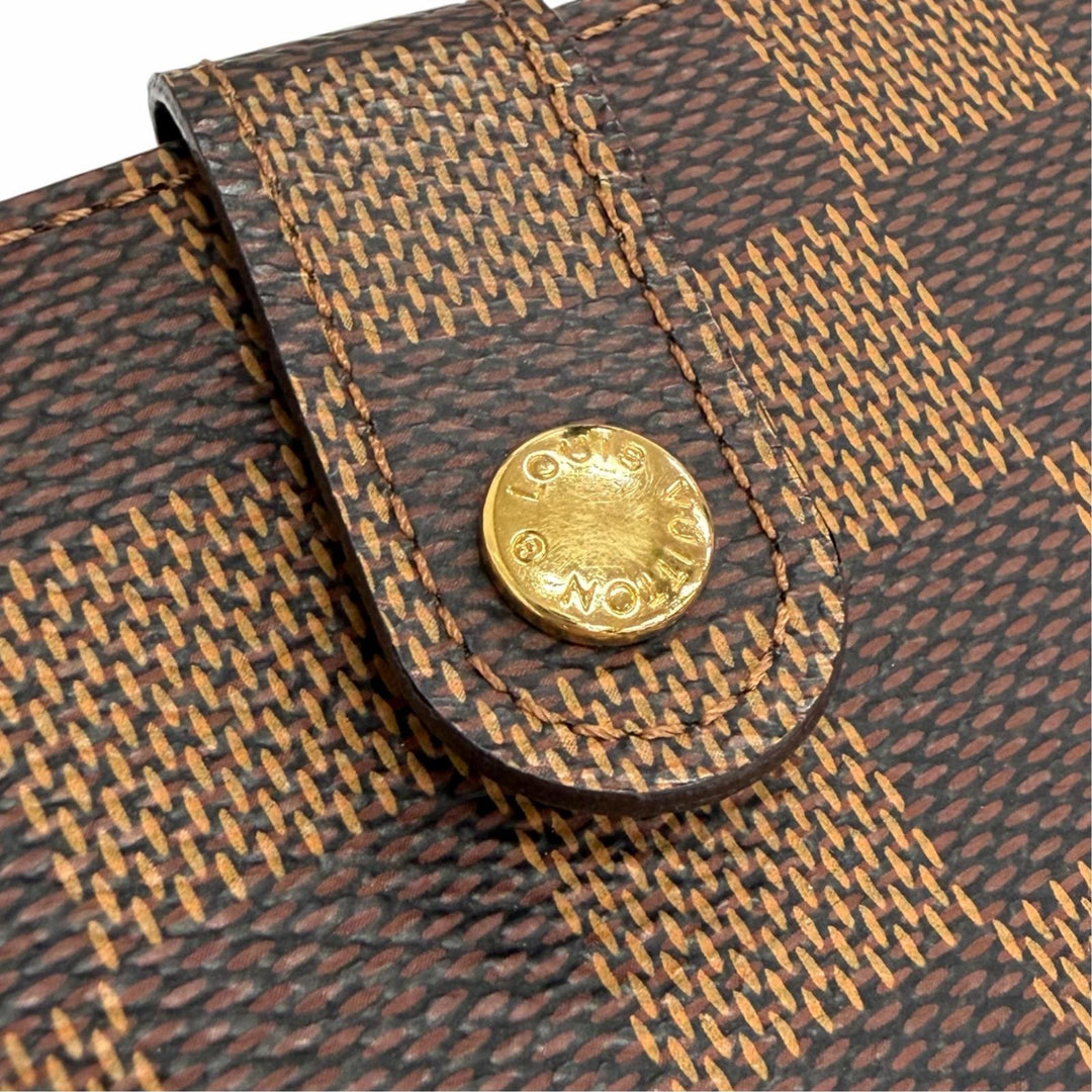 極美品△LOUIS VUITTON ルイヴィトン N61674 ダミエ ポルトフォイユ ヴィエノワ がま口財布 二つ折り財布 ブラウン 仏製 箱・保存袋付き
