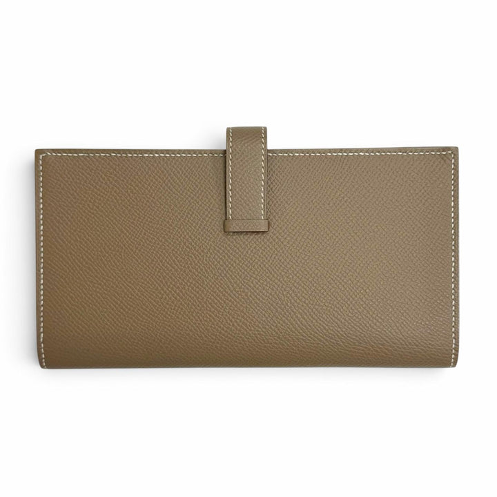 極美品△HERMES エルメス ベアンスフレ ヴォーエプソン エトゥープ ゴールド金具 二つ折り 長財布 D刻印 フランス製 レディース 箱付き