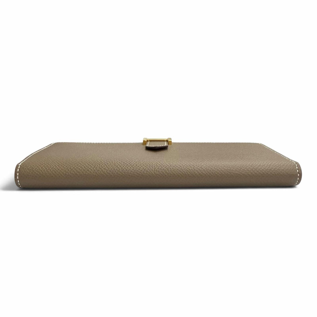 極美品△HERMES エルメス ベアンスフレ ヴォーエプソン エトゥープ ゴールド金具 二つ折り 長財布 D刻印 フランス製 レディース 箱付き