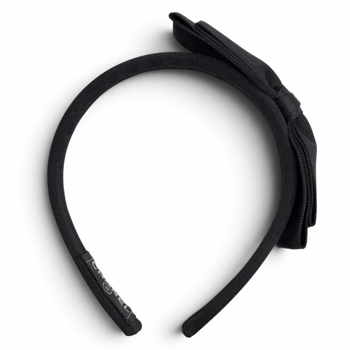 美品△CHANEL シャネル サテン リボン付き カチューシャ ヘアバンド ヘアアクセサリー カチューシャ ブラック レディース 箱付き