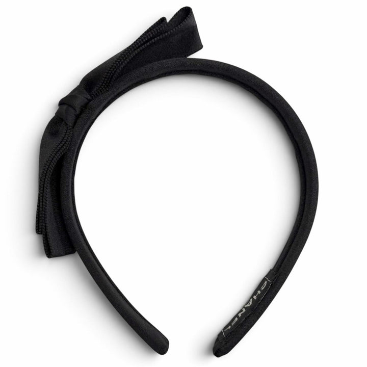 美品△CHANEL シャネル サテン リボン付き カチューシャ ヘアバンド ヘアアクセサリー カチューシャ ブラック レディース 箱付き
