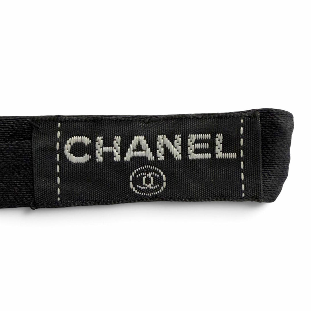 美品△CHANEL シャネル サテン リボン付き カチューシャ ヘアバンド ヘアアクセサリー カチューシャ ブラック レディース 箱付き