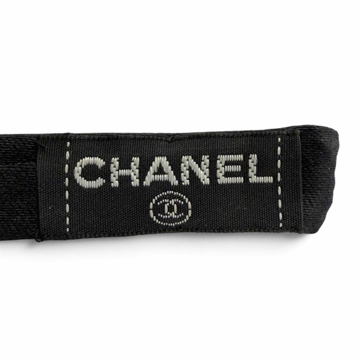 美品△CHANEL シャネル サテン リボン付き カチューシャ ヘアバンド ヘアアクセサリー カチューシャ ブラック レディース 箱付き