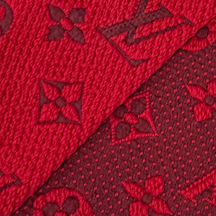 美品△LOUIS VUITTON ルイヴィトン M72432 エシャルプ ロゴマニア ウール シルク ルビー モノグラム フリンジ マフラー 伊製 正規品